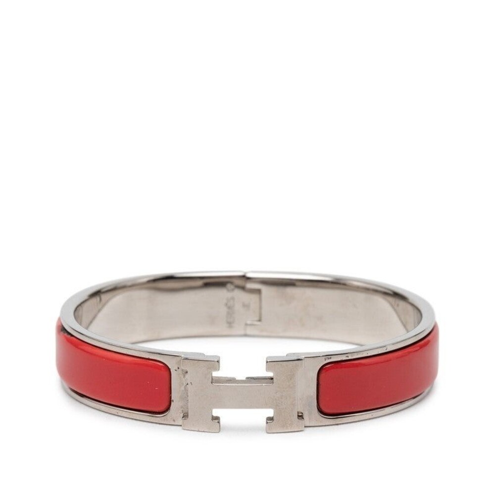 Hermes Clic H PM Bangle Silver Red